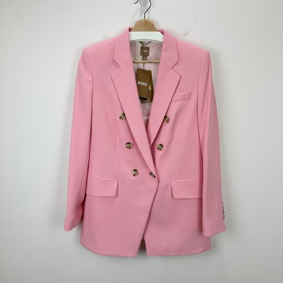 BOSS Jatera Double Breasted Blazer Jacket Pink Dahlia Classic Office US 6 NWT - Picture 9 of 16